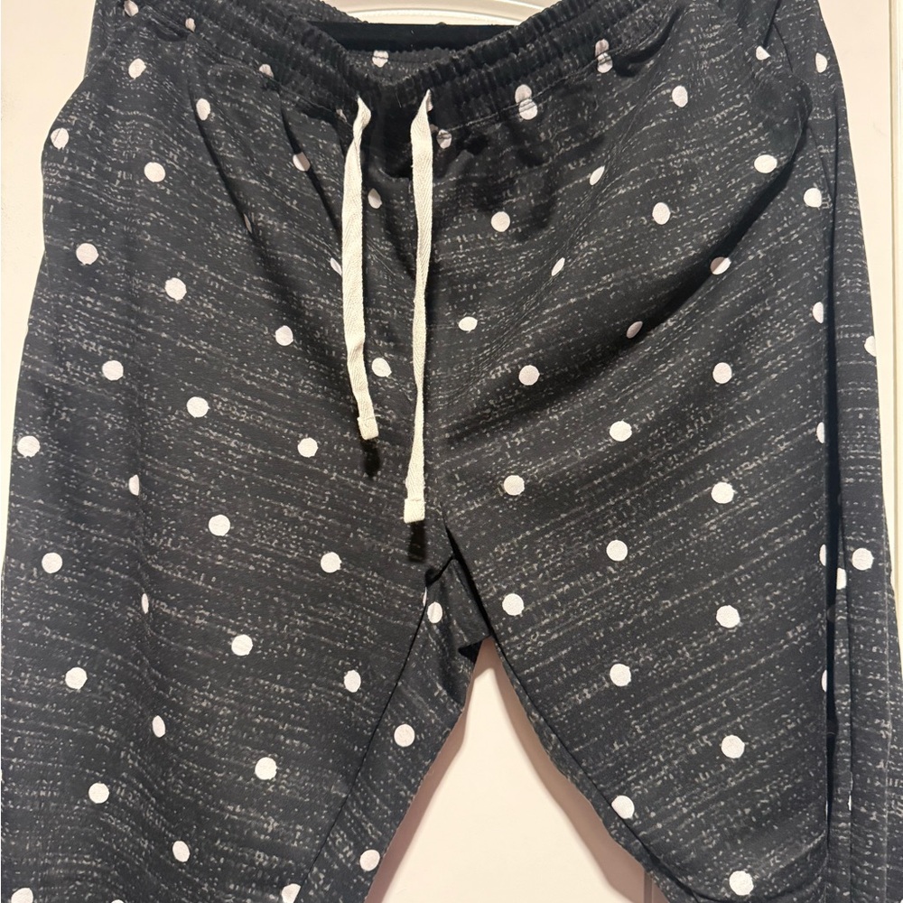 LuLaRoe Black Jogger Pants with White Polka Dots - Picture 2 of 3
